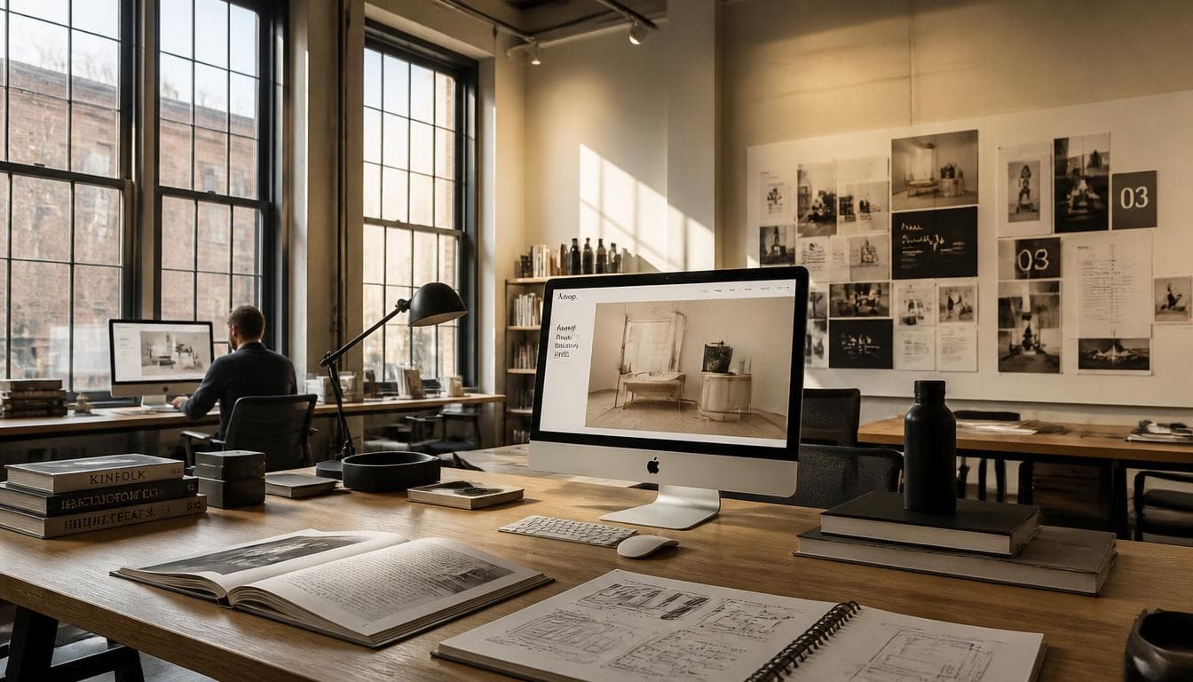 Der Arbeitsplatz von AB WebDesign: ein lichtdurchflutetes Studio, in dem Websites für hochpreisige Dienstleister entstehen